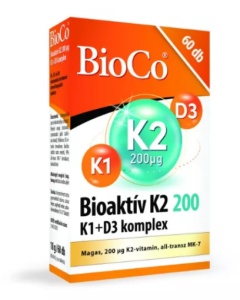 BIOCO VITAMINA K2 BIOACTIV 200 MCG + COMPLEX DE VITAMINE K1+D3 * 60 COMPRIMATE