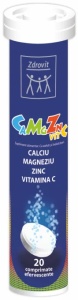 CALCIU MAGNEZIU ZINC VITAMINA C * 20 COMPRIMATE EFERVESCENTE, ZDROVIT
