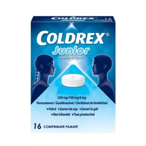 COLDREX JUNIOR 250 MG/100 MG/5 MG * 16 COMPRIMATE FILMATE, PERRIGO