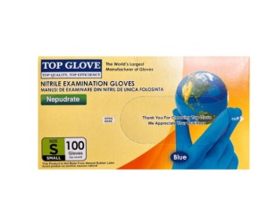 MANUSI EXAMINARE NITRIL ALBASTRU NEPUDRATE TOP GLOVE MARIMEA S*100BUC