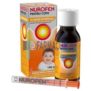 Nurofen sirop pentru copii, aroma portocale, 100 mg/5ml, 100 ml