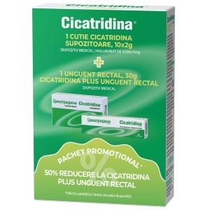 PACHET CICATRIDINA * 10 SUPOZITOARE + 50% REDUCERE LA CICATRIDINA UNGUENT RECTAL * 30 G 5343