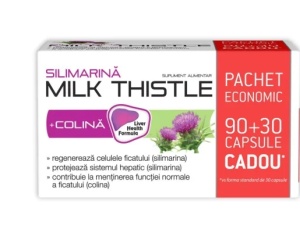 PACHET PROMOTIONAL MILK THISTLE SILIMARINA 1000 MG + COLINA * 90 CAPSULE + 30 CAPSULE CADOU, ZDROVIT