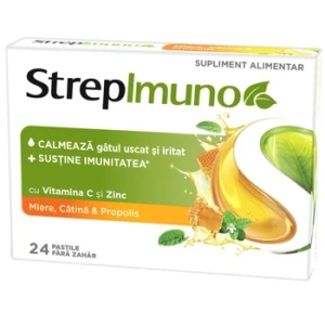 STREPIMUNO MIERE, CATINA & PROPOLIS FARA ZAHAR * 24 COMPRIMATE SUPT