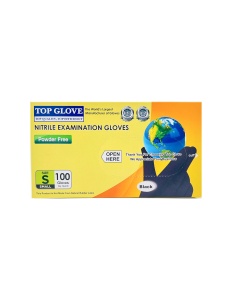 MANUSI EXAMINARE NITRIL NEGRU NEPUDRATE MARIMEA S TOP GLOVE * 100 BUC