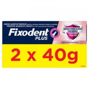 PACHET FIXODENT PLUS FOOD BARRIER FARA AROMA PASTA ADEZIVA * 40 GR 1+1 2353