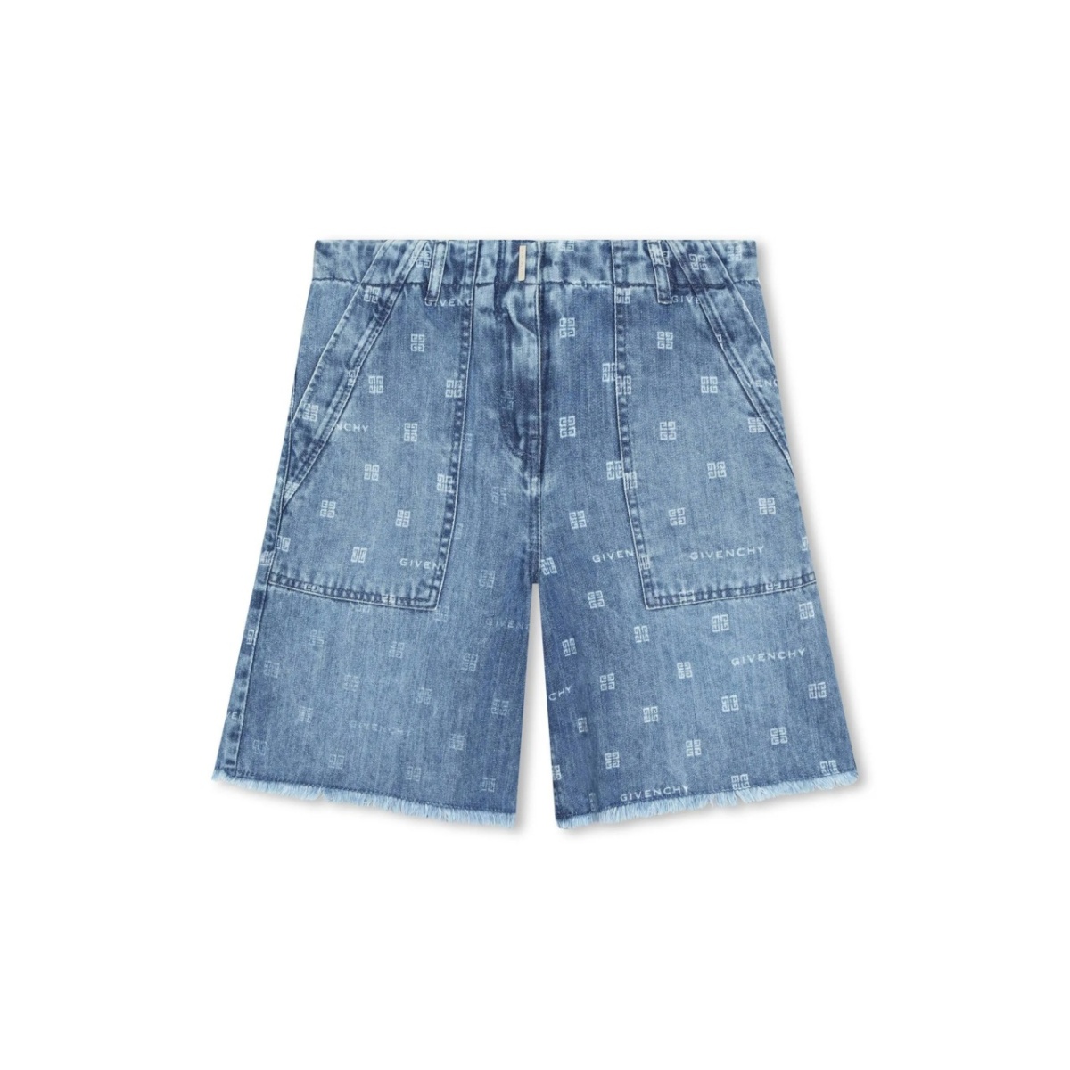 4G-pattern denim shorts