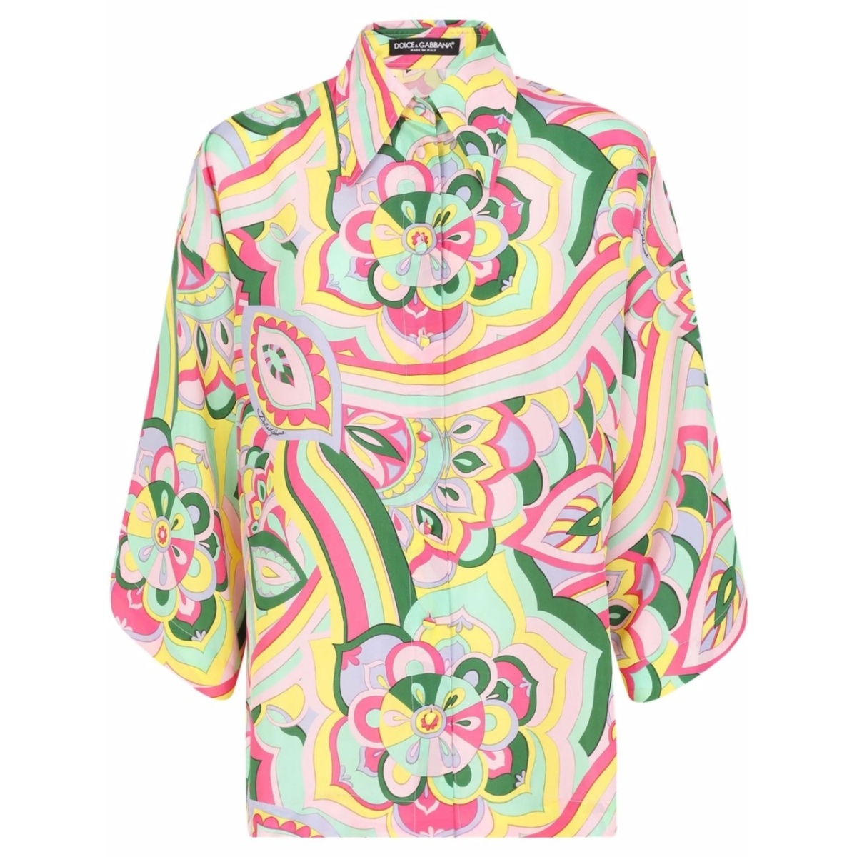 abstract-print silk shirt