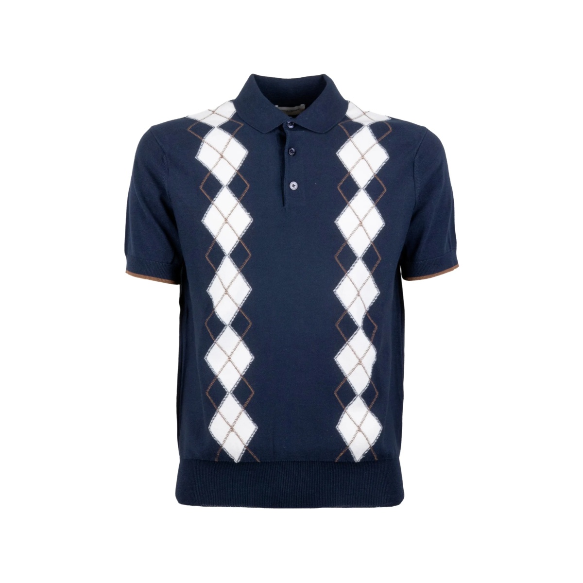 argyle-pattern short-sleeves polo shirt - Img 2