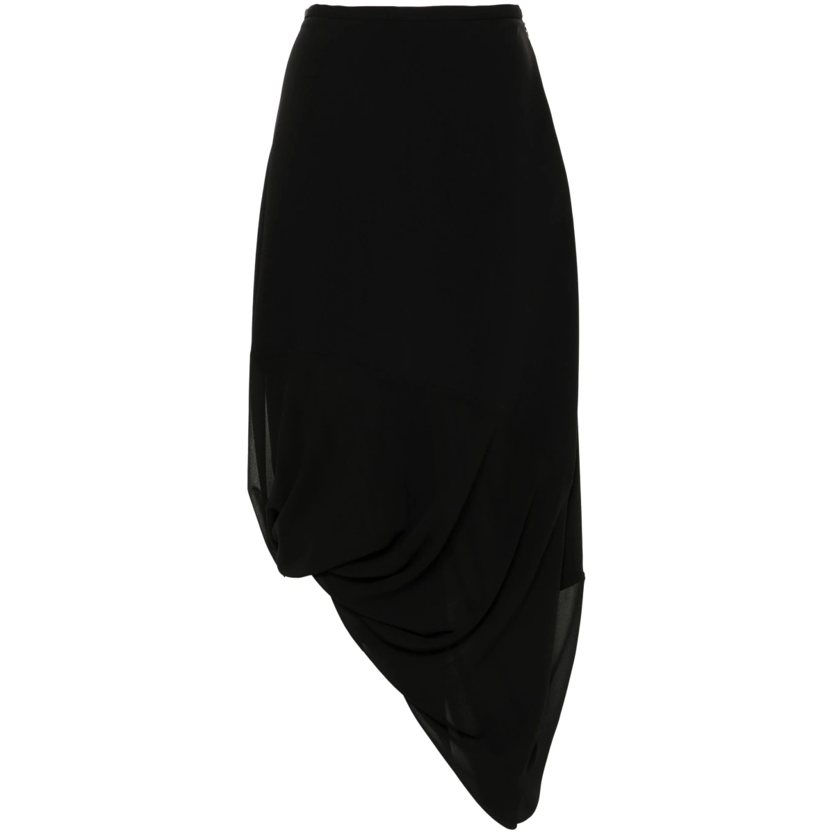 asymmetric draped midi skirt