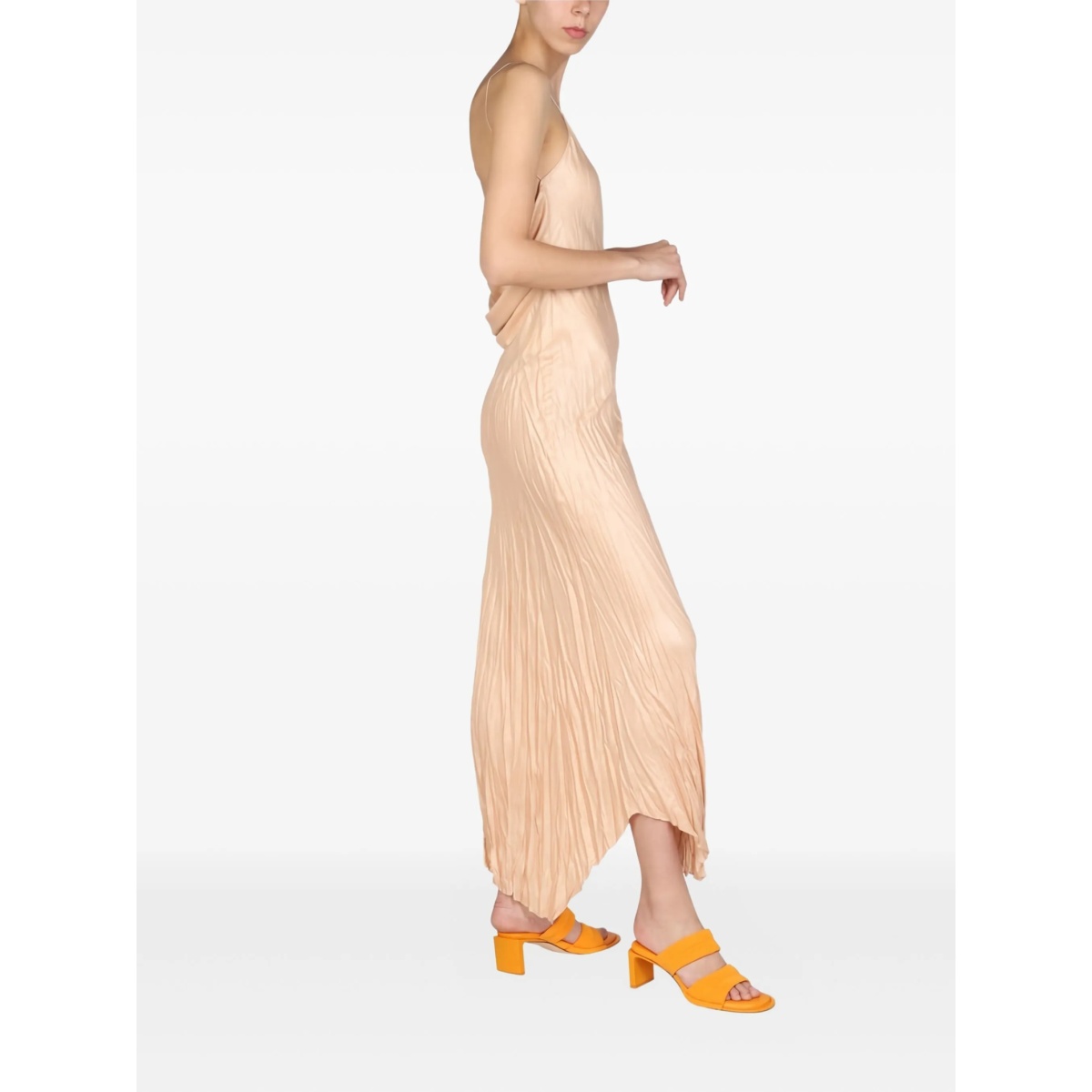 asymmetric pleated midi dress - Img 2