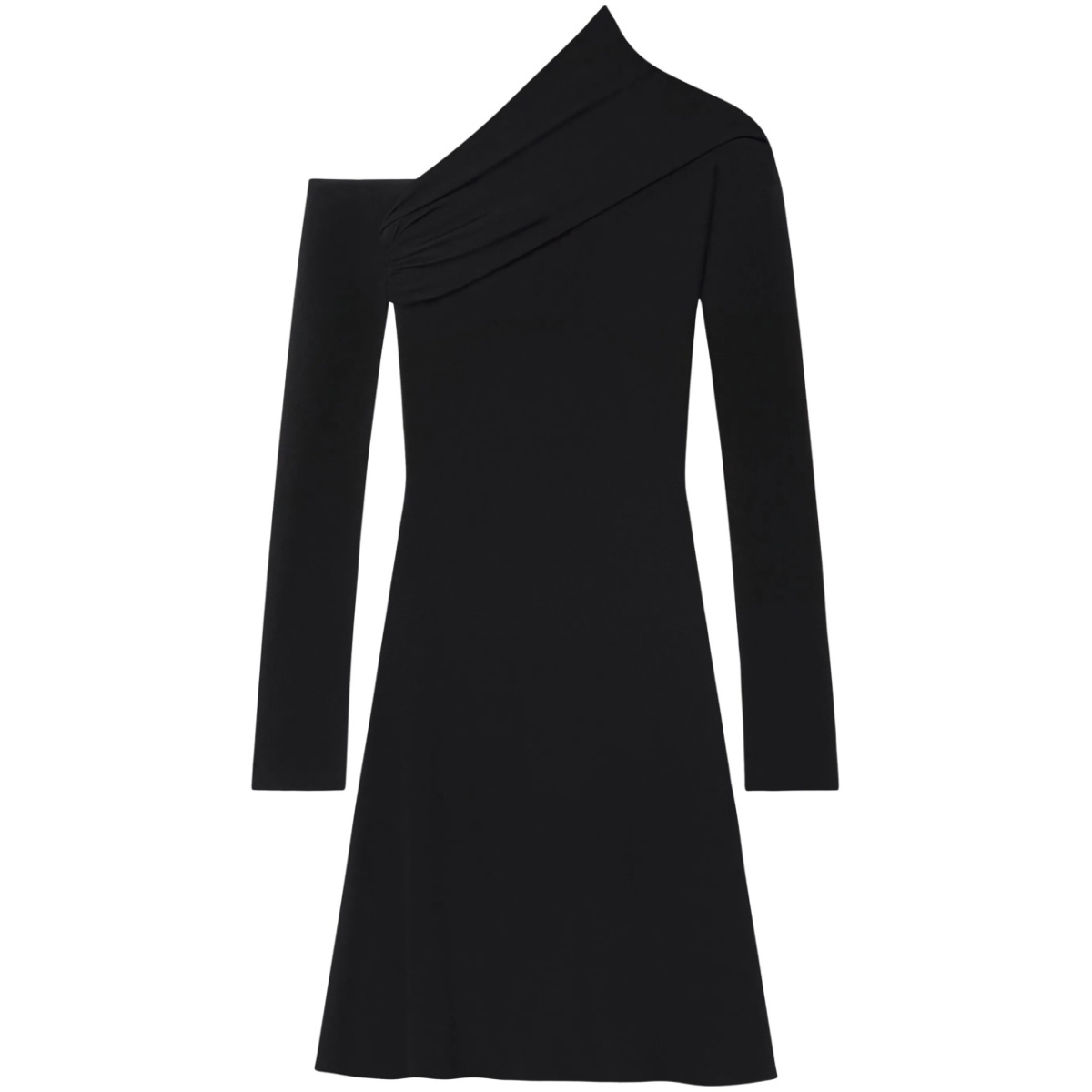 asymmetric twist crepe mini dress