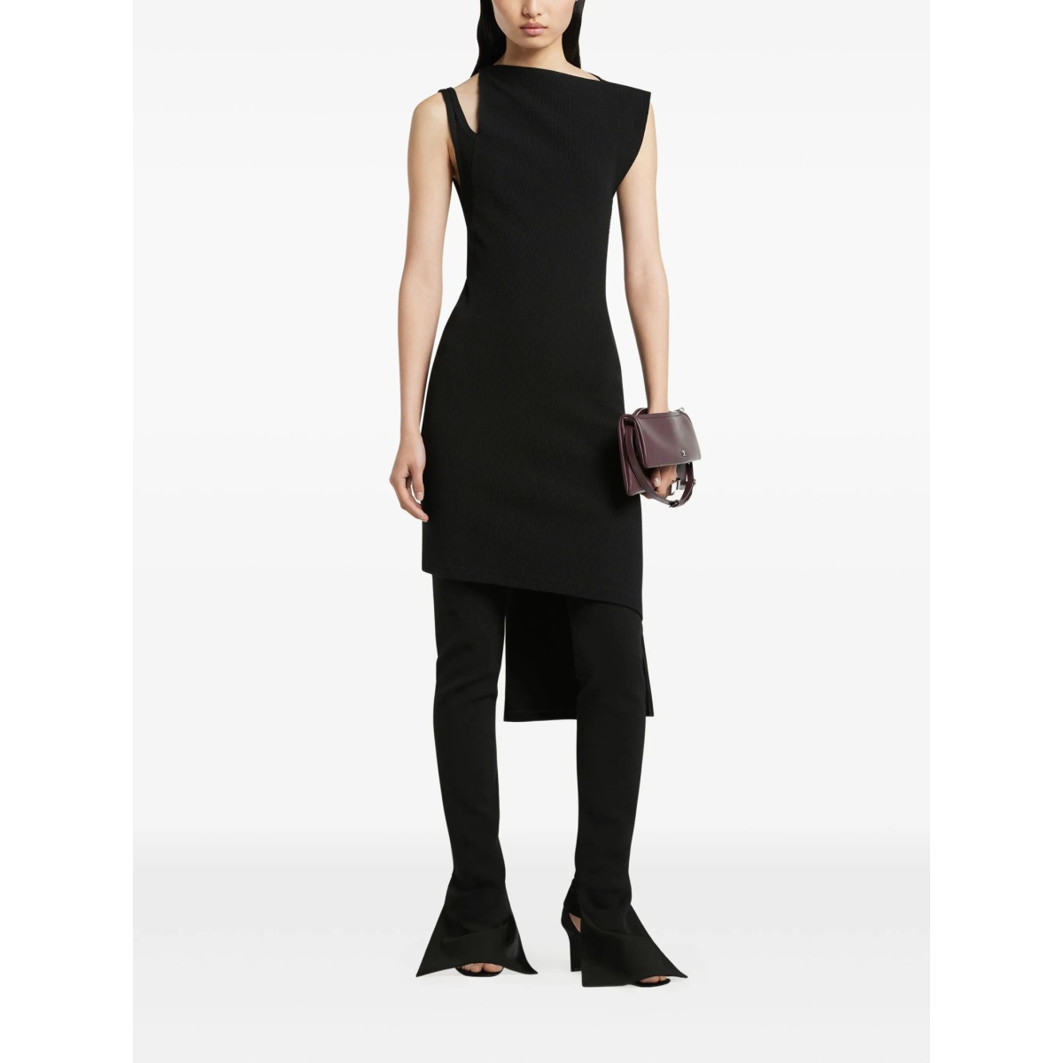 asymmetrical ribbed midi dress - Img 2