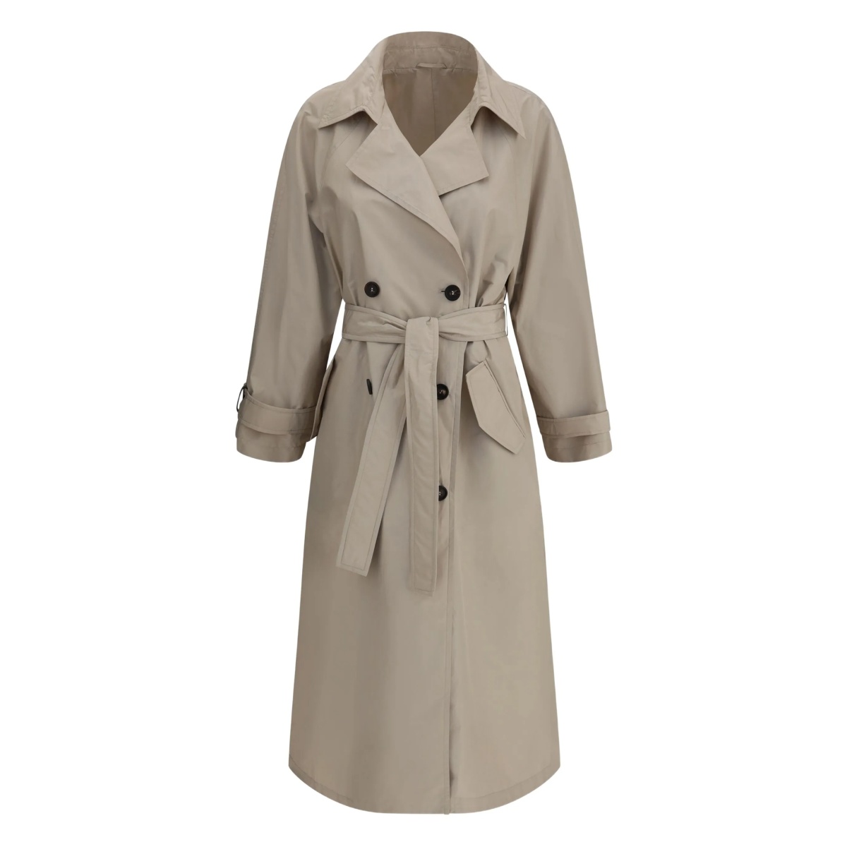 belted double-breasted trench coat