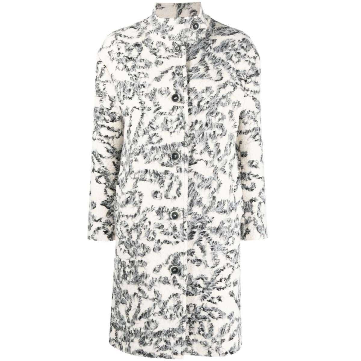 bouclé-effect single-breasted coat