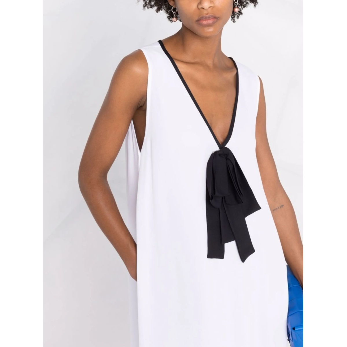 bow-detail V-neck long top - Img 5