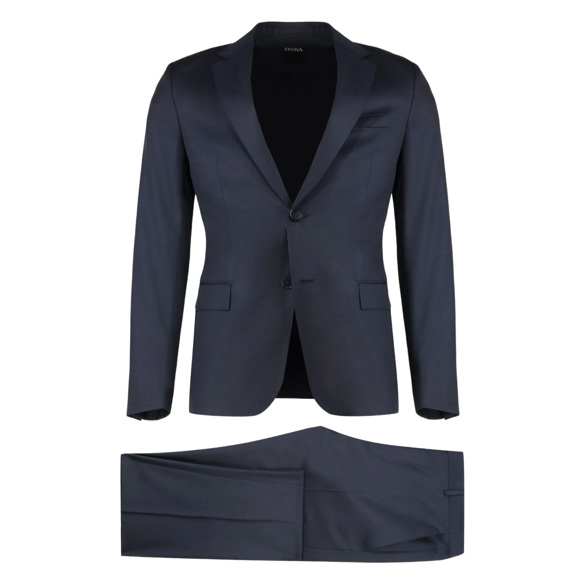 button-fastening wool-silk suit