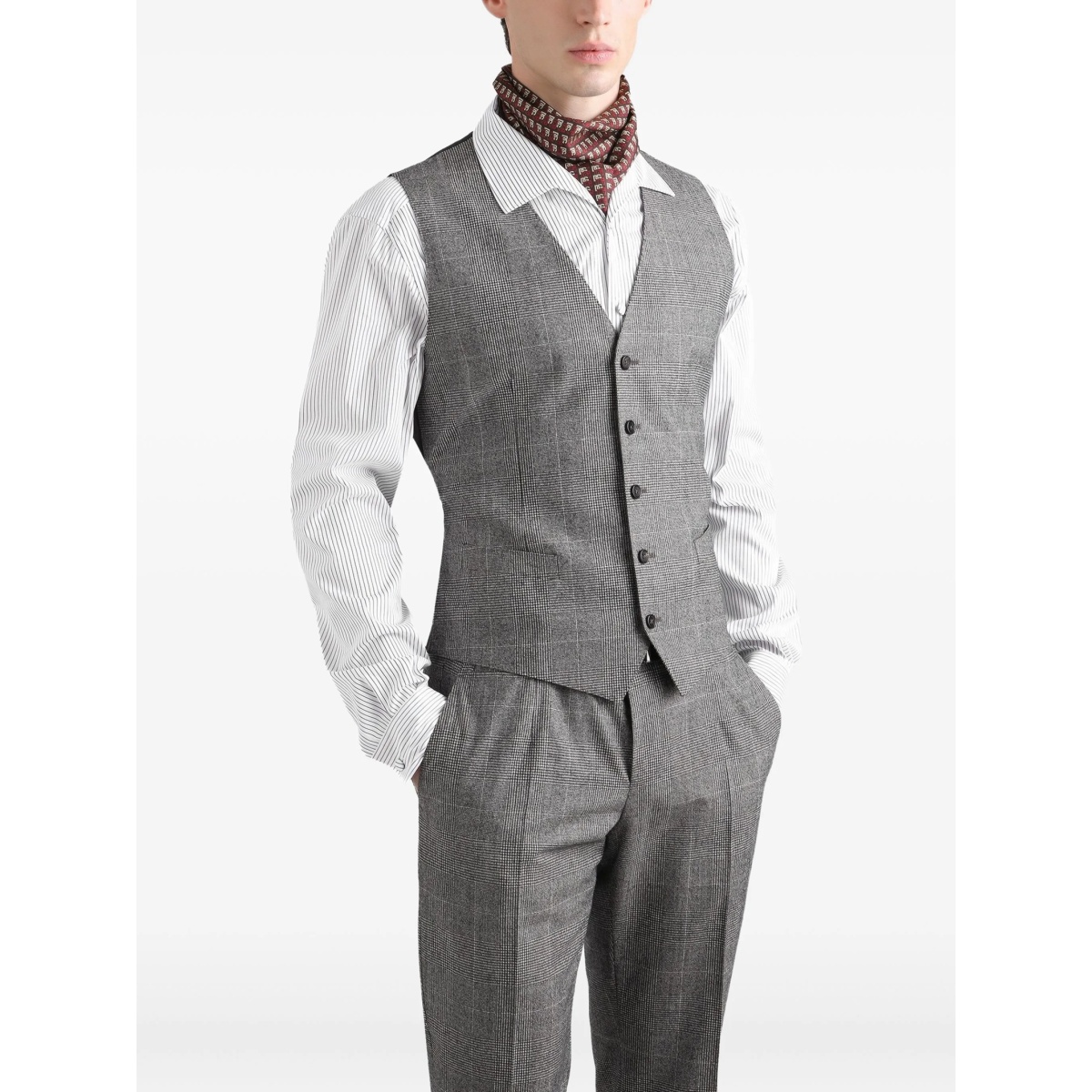 check-pattern three-piece suit - Img 4