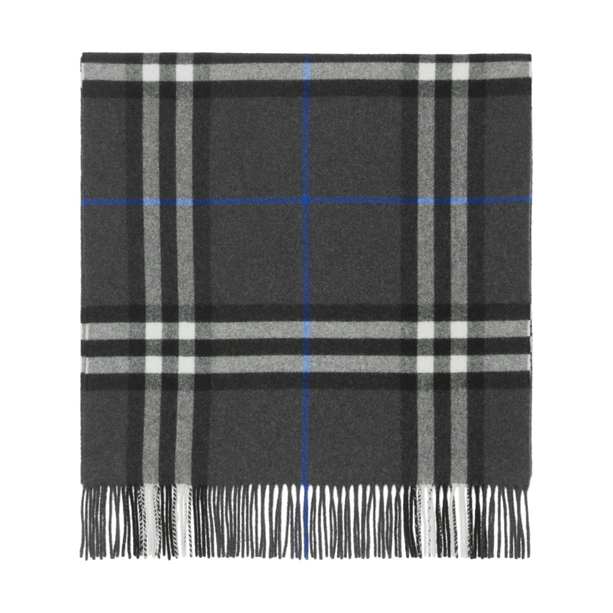 check-print fringed cashmere scarf