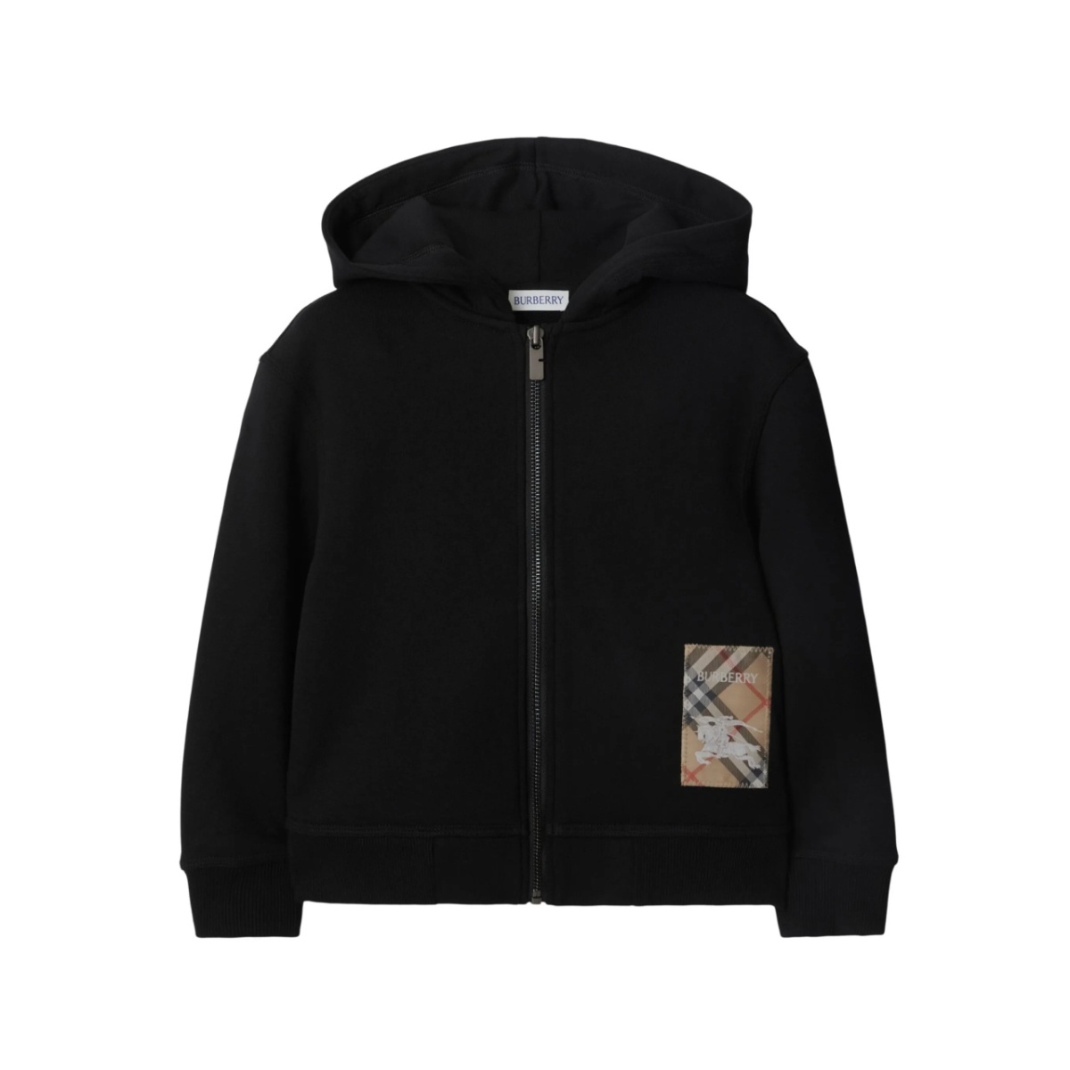 checked-patch hoodie