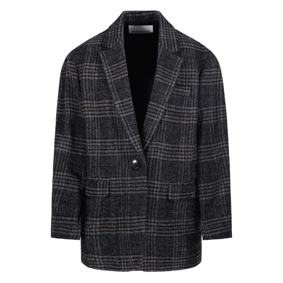 checked single-breasted blazer