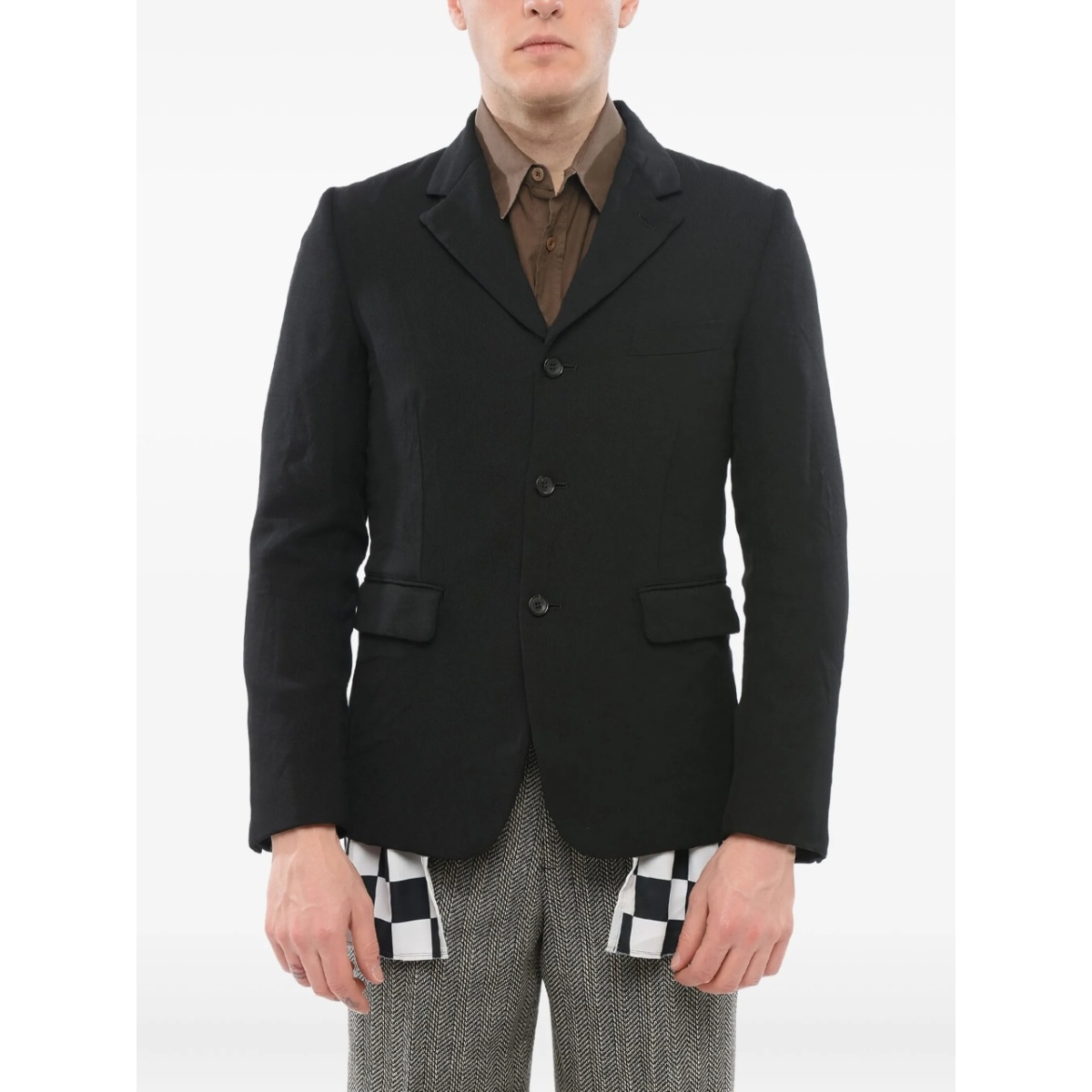 checkered-detail double-layered blazer