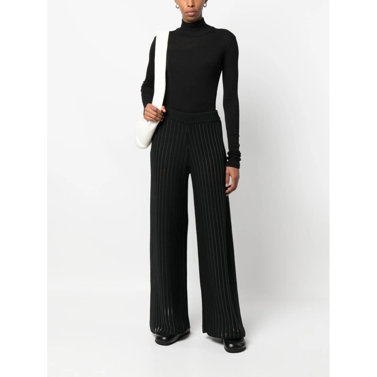 chunky-knit wide-leg trousers - Img 2