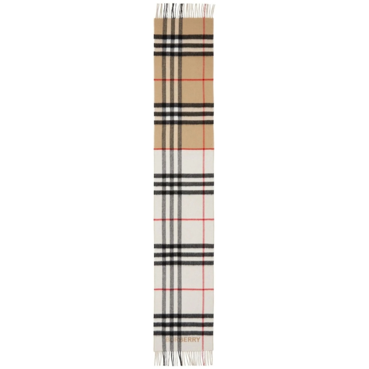 contrast-check cashmere scarf