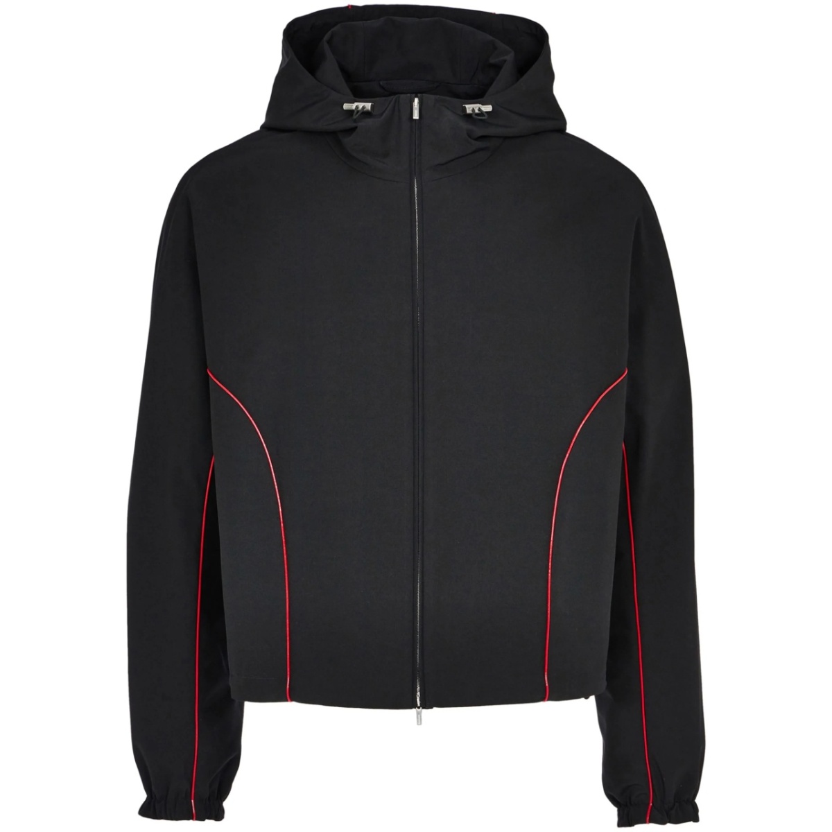 contrast-piping drawstring lightweight jacket