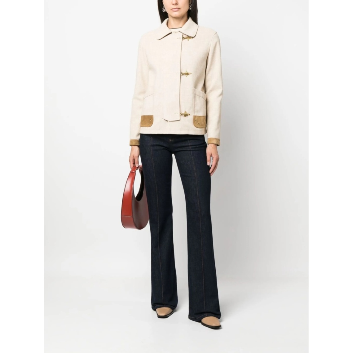 contrasting-trim fitted jacket - Img 2