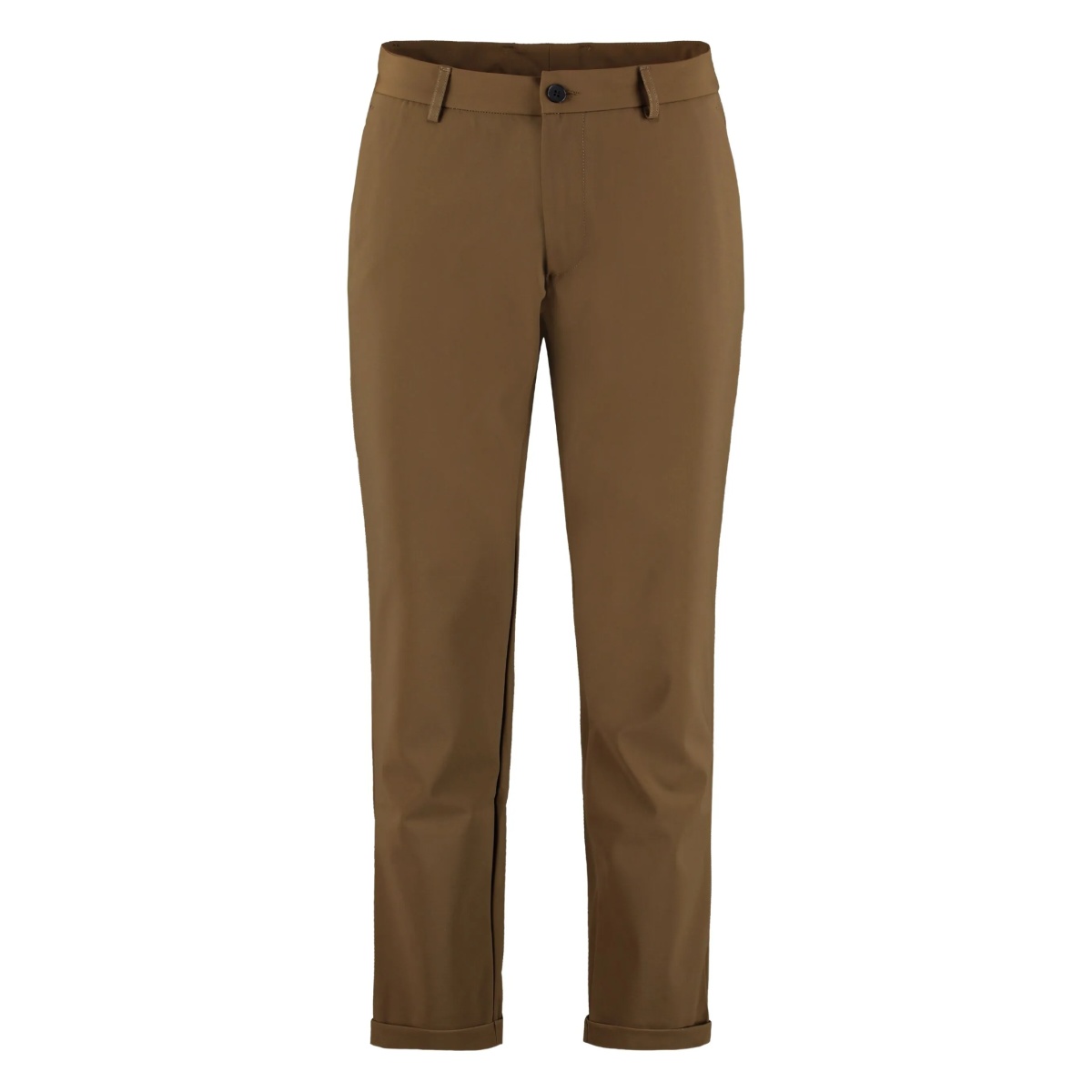 cuffed-hems flat-front trousers