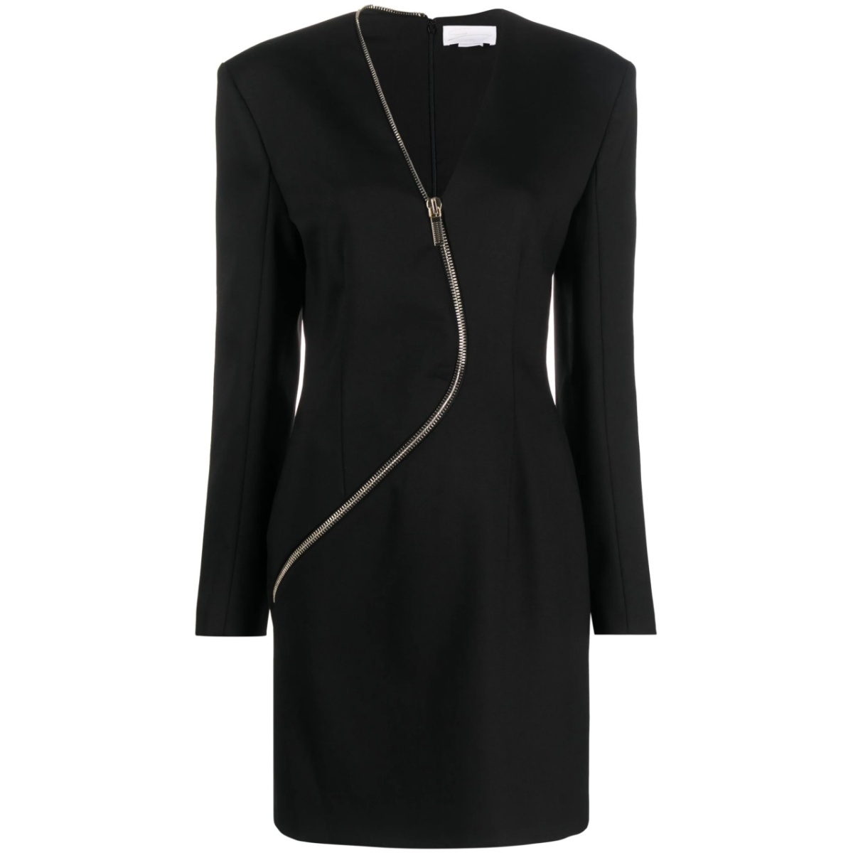 decorative-zip long-sleeve minidress
