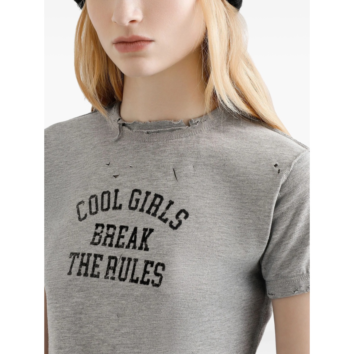 distressed slogan-print T-shirt - Img 5