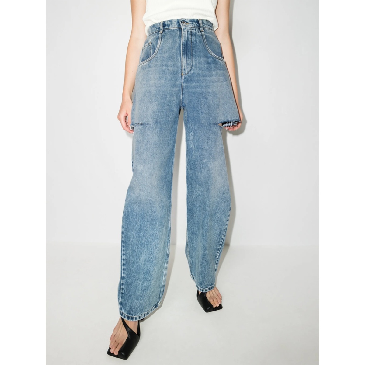distressed straight-leg jeans - Img 2