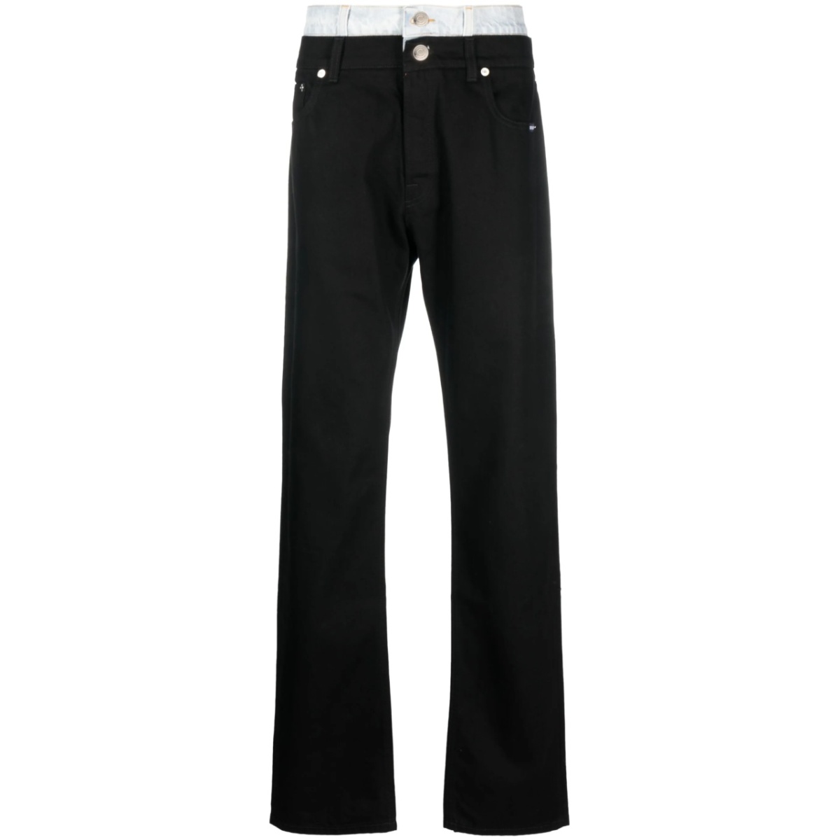 double-layer straight-leg jeans
