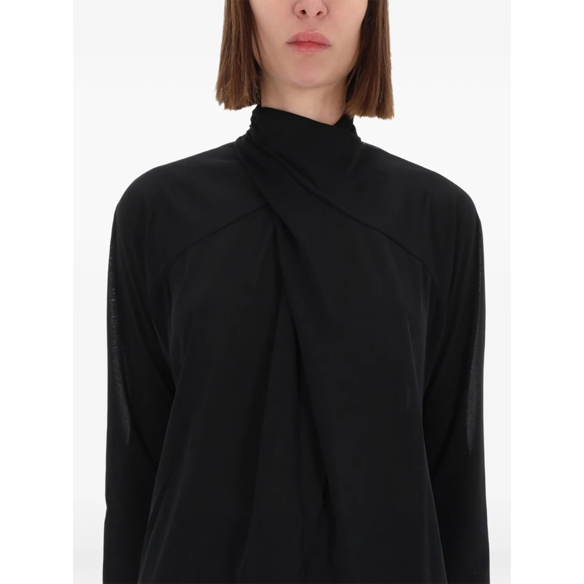 draped high-neck top - Img 2