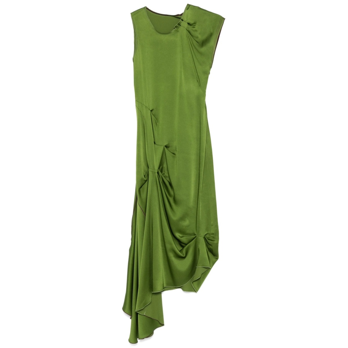 draped tuck-detail midi dress