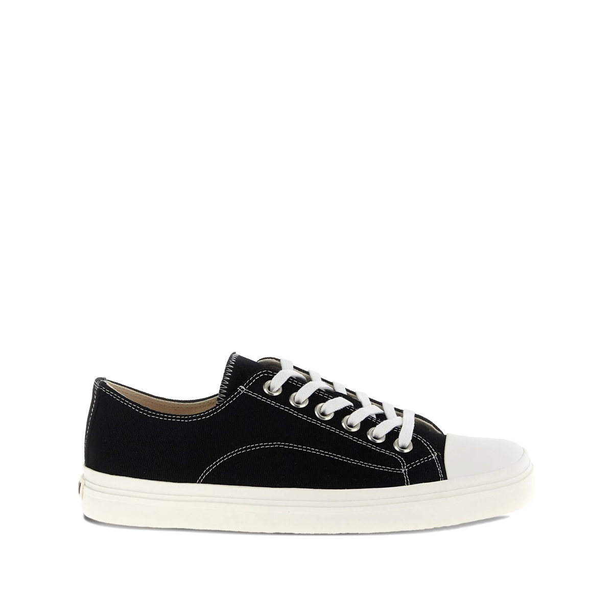 Edge contrast-stitch canvas trainers
