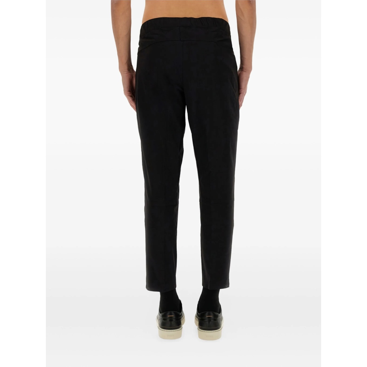 elastic-waistband straight-leg trousers - Img 4