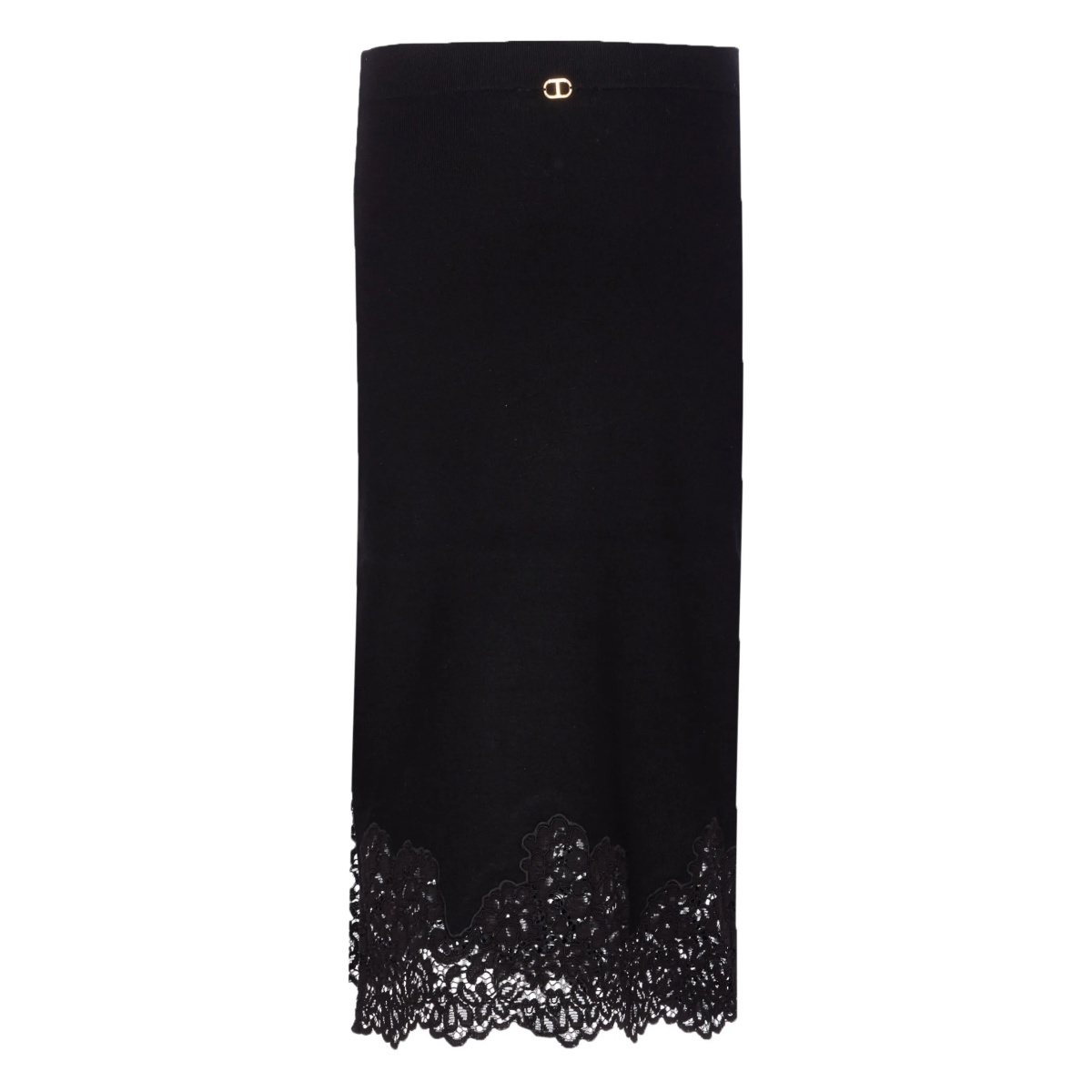 elasticated lace-trimmed skirt