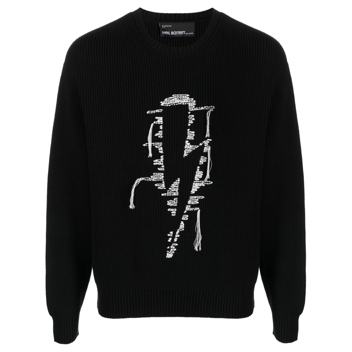 embroidered-motif ribbed-knit jumper