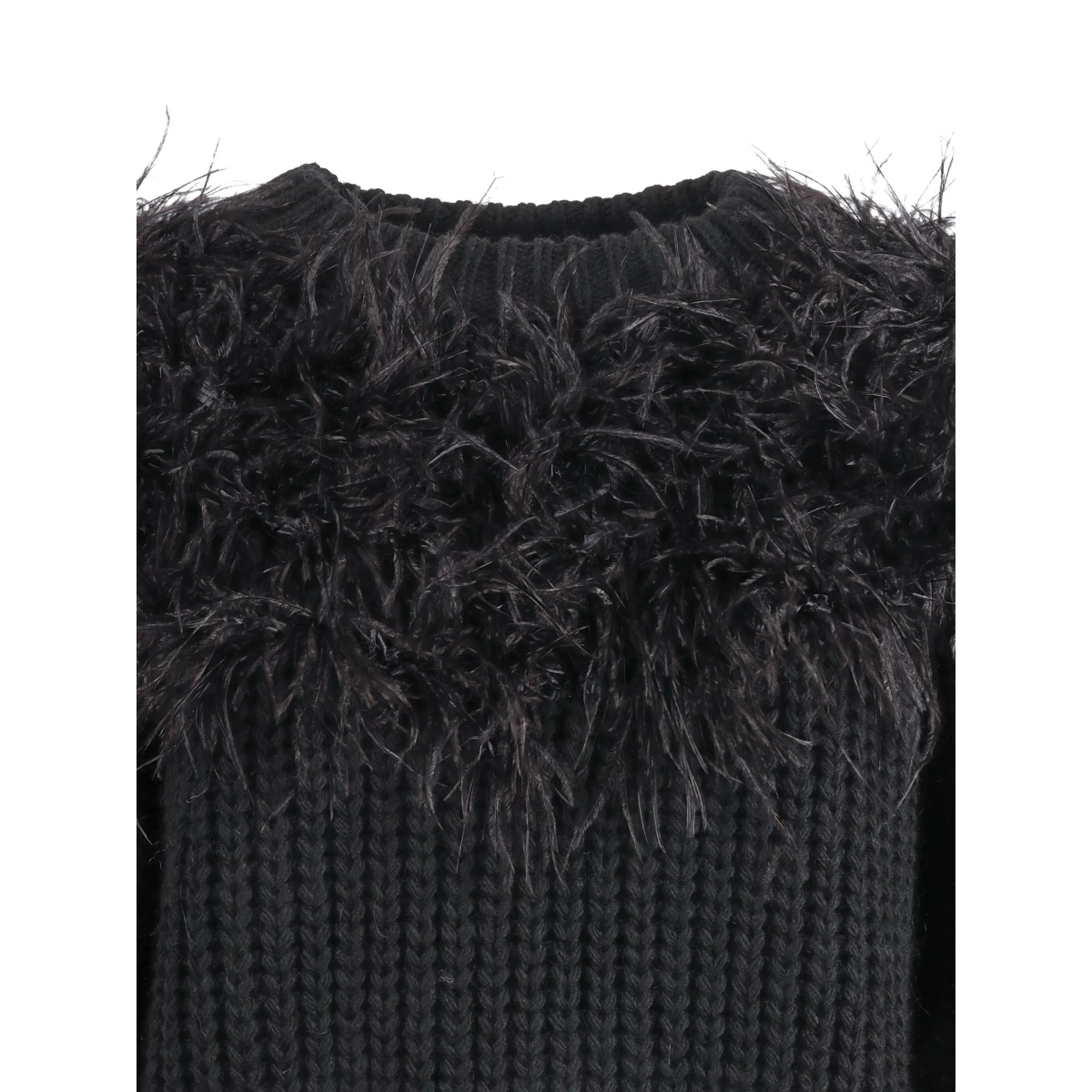 feather-trimmed ribbed sweater - Img 3
