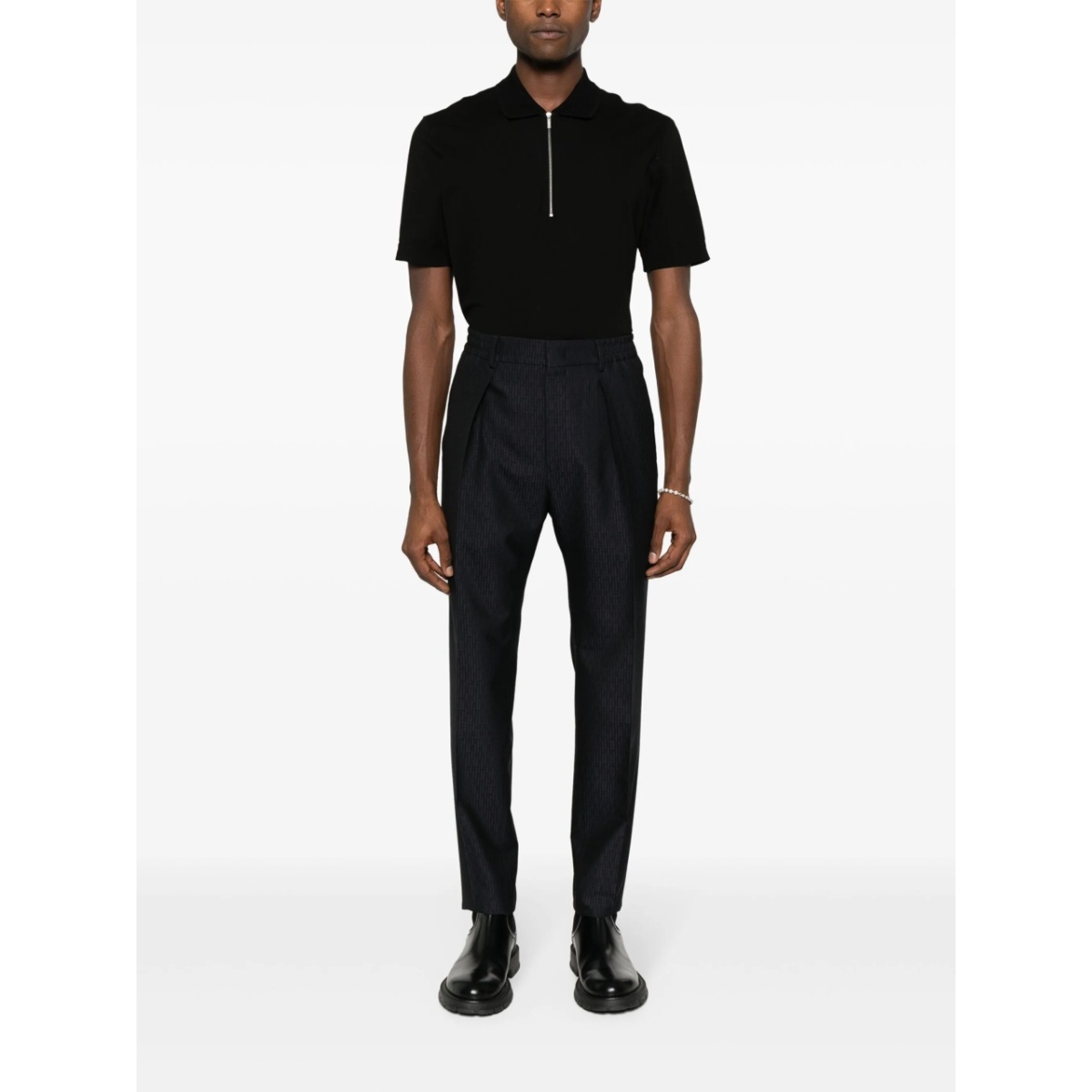 FF-jacquard tapered wool trousers - Img 2