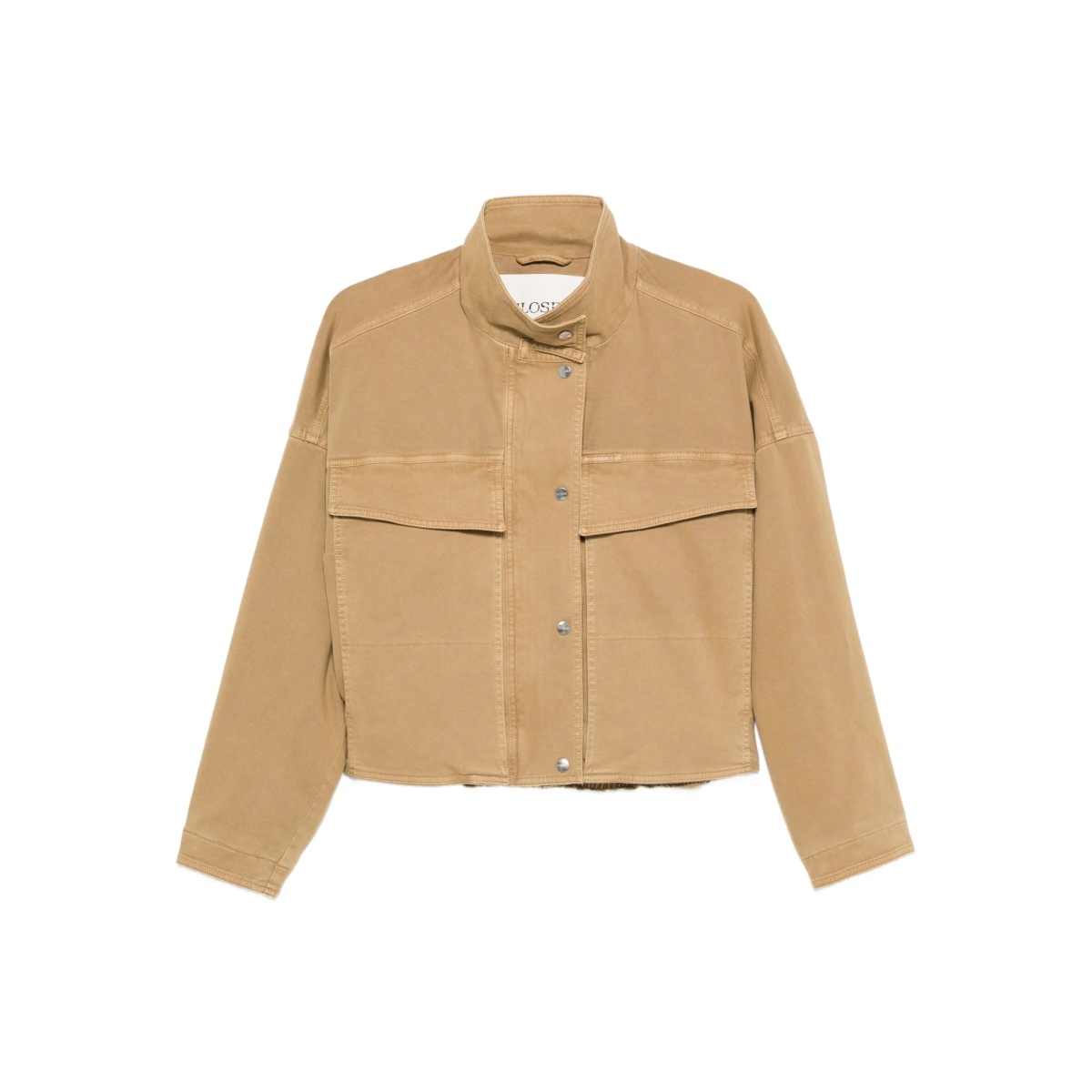 flap-pocket cropped jacket