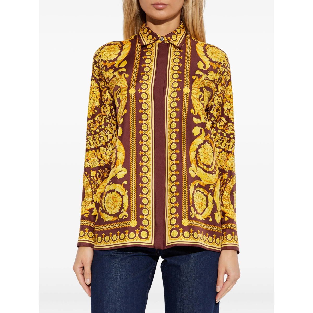 floral-print silk blouse - Img 3