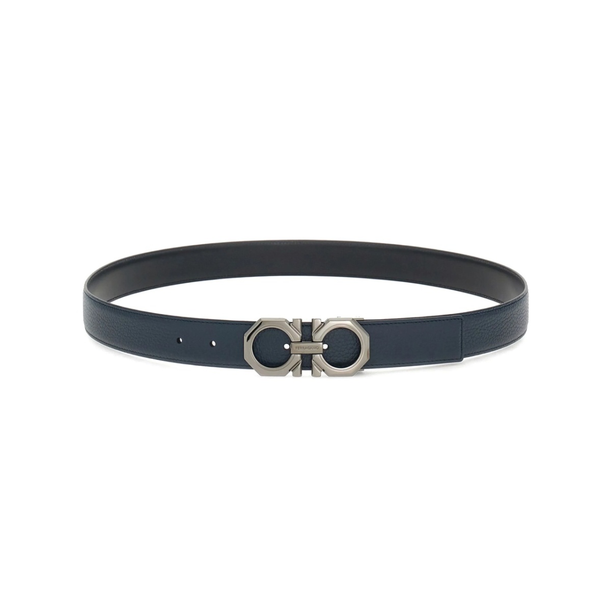 Gancini-buckle reversible belt