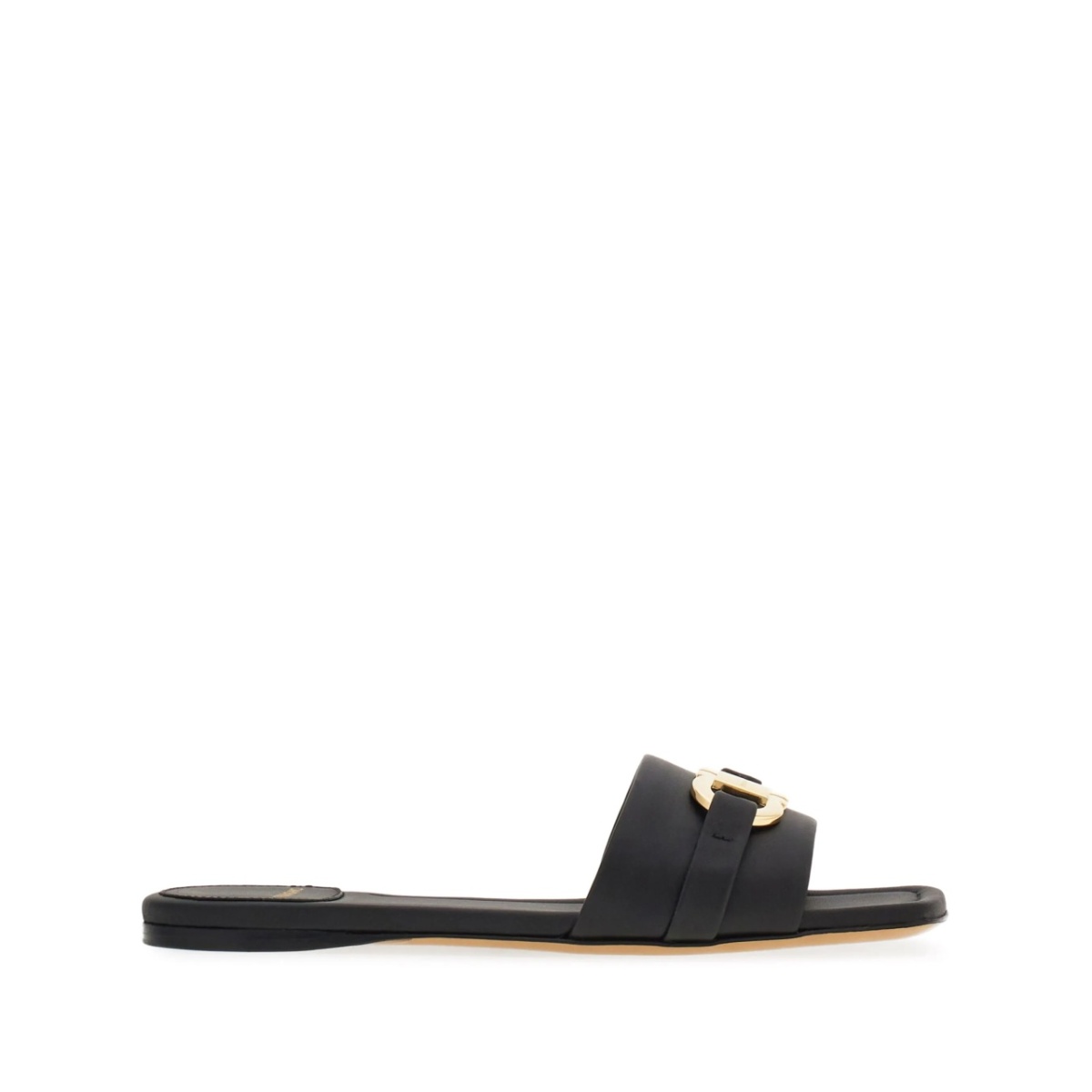 Gancini-plaque leather slides