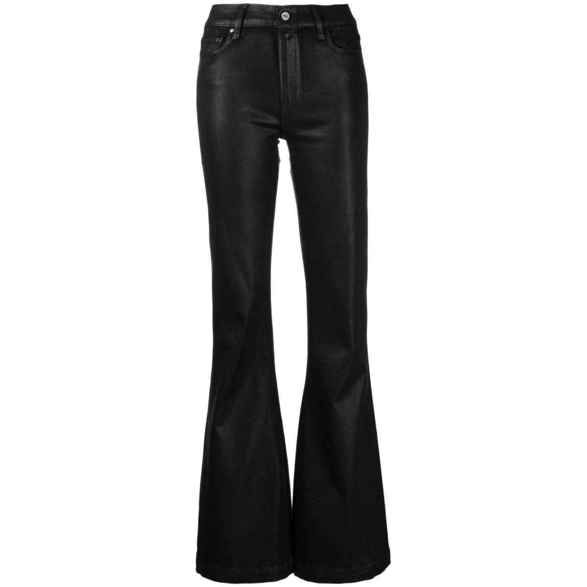 Genevieve coated flared jeans