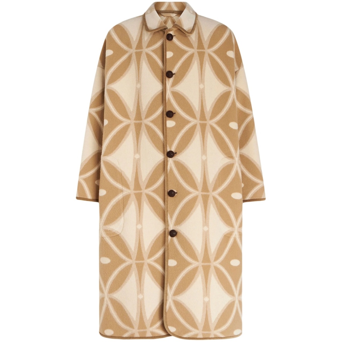 geometric-pattern wool jacquard coat