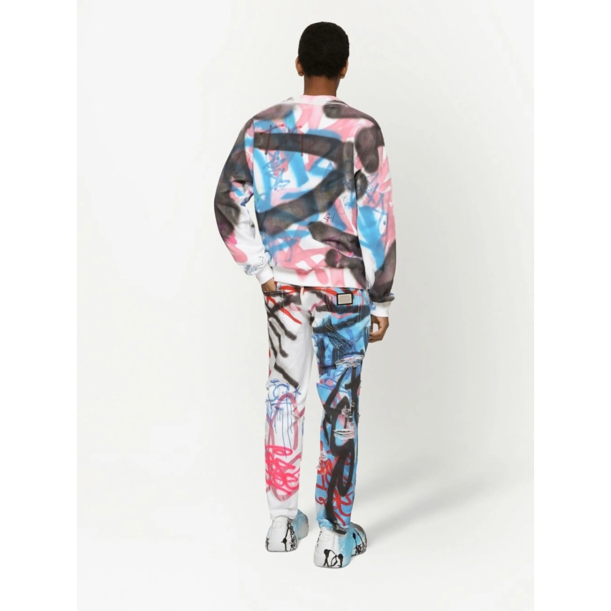 graffiti-print straight leg jeans - Img 4